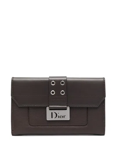 Pre-owned Dior 2000s  Logo Clasp Wallet In Brown