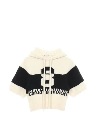 Pre-owned Dior 2000s Logo Intarsia Hoodie In Neutral