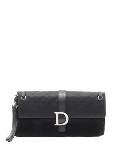 Pre-owned Dior 2000s Logo-letter Leather Clutch Bag In Black
