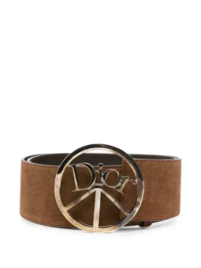 Pre-owned Dior 2000s Logo-buckle Belt In Brown