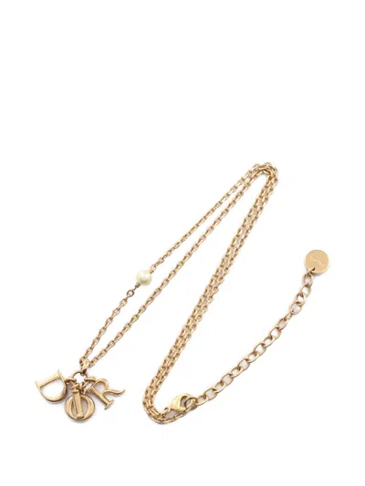 Pre-owned Dior 2000s Logo-lettering Necklace In Gold