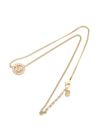 Pre-owned Dior 2000s Logo-pendant Necklace In Gold