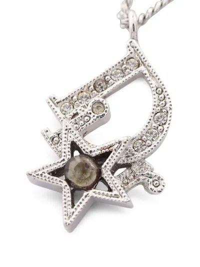 Pre-owned Dior 2000s Logo-pendant Necklace In Silver