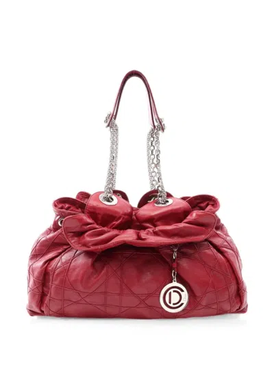 Pre-owned Dior 2000s Lutrant Chain Tote Bag In Red