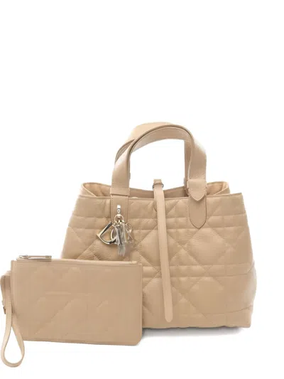 Pre-owned Dior 2000s Macro Cannage Medium Tote Bag In Neutral