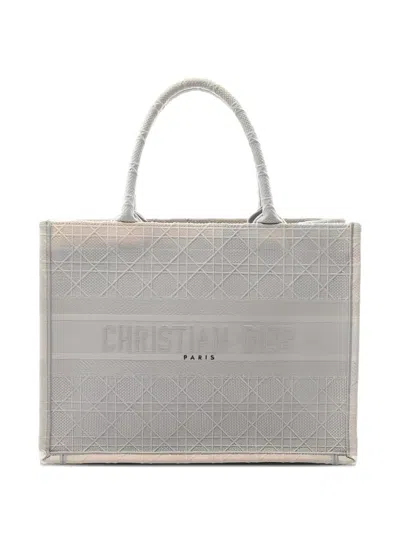 Pre-owned Dior 2000s Medium Book Geometric-pattern Tote Bag In Gray
