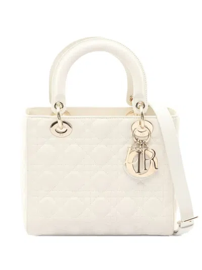 Pre-owned Dior 2000s Medium Canage Leather Tote Bag In White