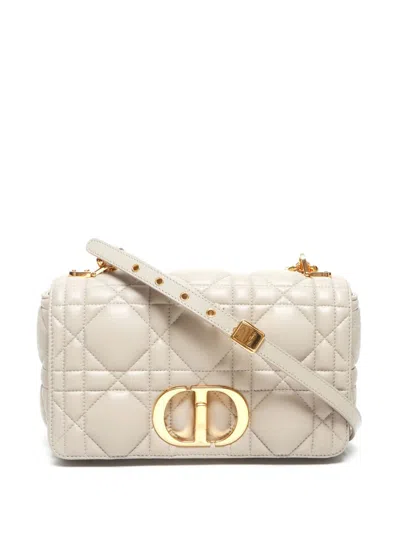 Pre-owned Dior 2000s Medium Cannage Caro Shoulder Bag In Neutrals