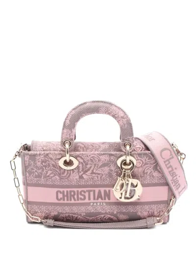 Pre-owned Dior 2000s Medium Lady D-joy Floral-print Three-way Handbag In Pink
