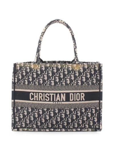 Pre-owned Dior 2000s Medium Oblique Book Tote Bag In Blue