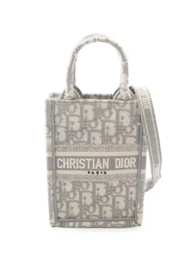 Pre-owned Dior 2000s Mini Book Tote Canvas Bag In Gray