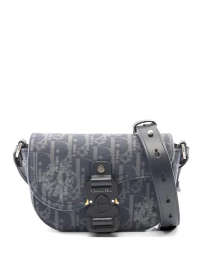 Pre-owned Dior 2000s Mini Logo-pattern Shoulder Bag In Blue