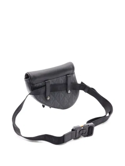 Pre-owned Dior 2000s Mini Saddle Cd Diamond Belt Bag In Black