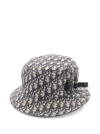 Pre-owned Dior 2000s Oblique-jacquard Bucket Hat In Neutrals