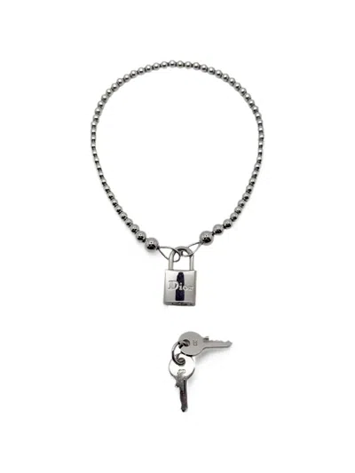 Pre-owned Dior 2000s Padlock Necklace In Silver
