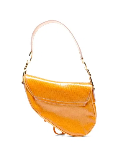 Pre-owned Dior 2000s Patent Leather Shoulder Bag In Orange