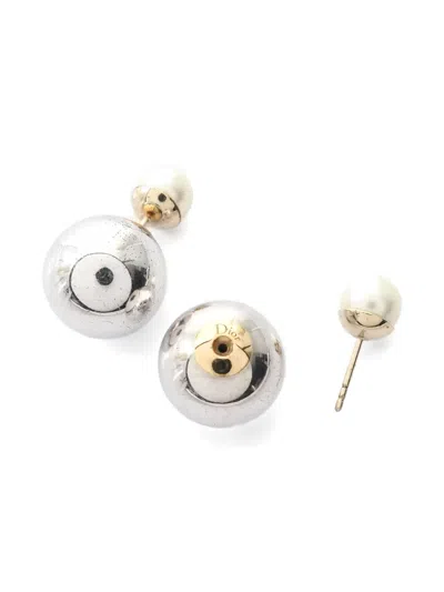 Pre-owned Dior 2000s Pearl Earrings In Gold