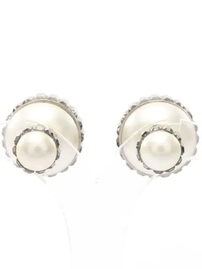 Pre-owned Dior 2000s Pearl Rhinestone Earrings