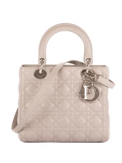 Pre-owned Dior 2000s Quilted Top-handle Bag In Neutral
