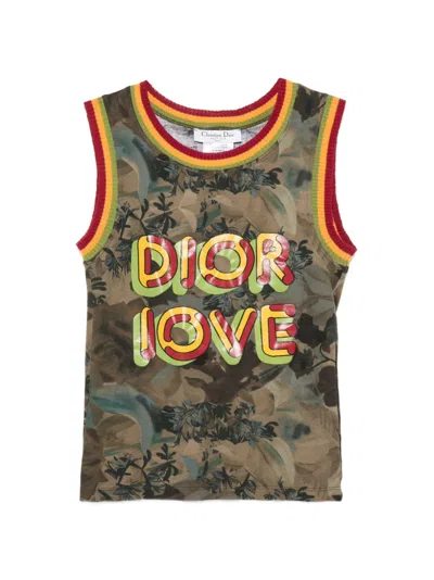 Pre-owned Dior 2000s Rasta  Love Floral-print Tank Top In 绿色