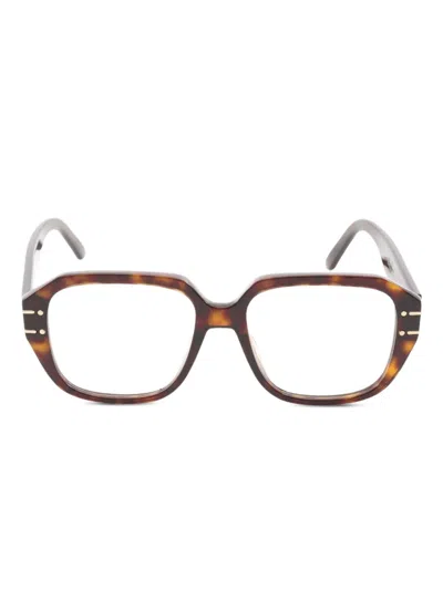Pre-owned Dior 2000s Rectangle-frame Glasses In Brown