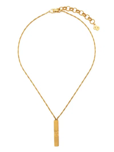 Pre-owned Dior 2000s Rectangular Logo-plaque Necklace In Gold