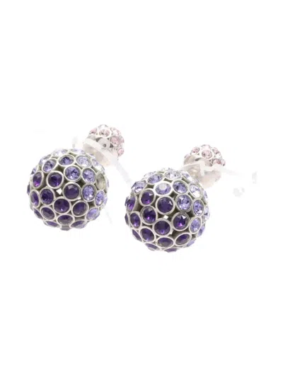 Pre-owned Dior 2000s Rhinestone-embellished Earrings In Purple