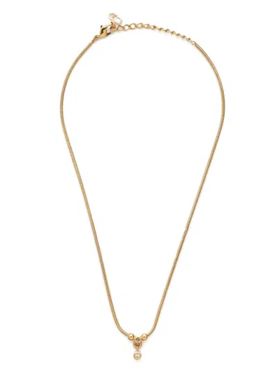 Pre-owned Dior 2000s Rhinestone-embellished Necklace In Gold
