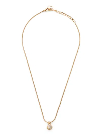Pre-owned Dior 2000s Rhinestone-pendant Necklace In Gold