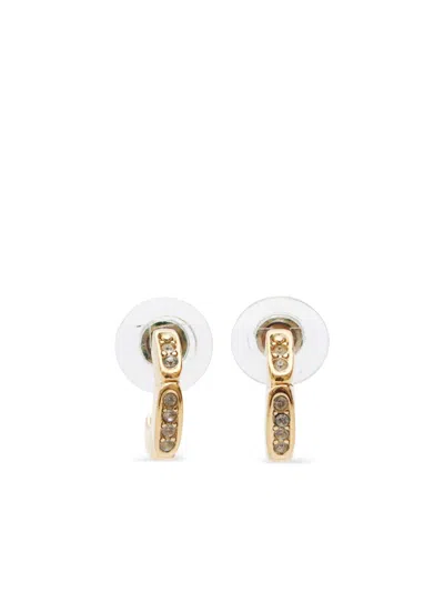 Pre-owned Dior 2000s Rhinestones Earrings In Gold