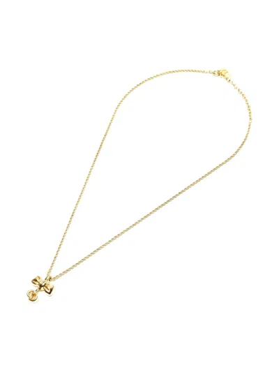 Pre-owned Dior 2000s Ribbon Necklace In Gold