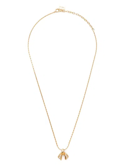Pre-owned Dior 2000s Ribbon Necklace In Gold