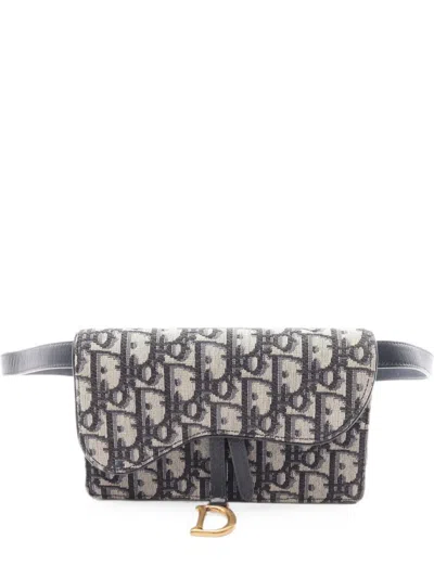 Pre-owned Dior 2000s Saddle Oblique Belt Bag In Blue