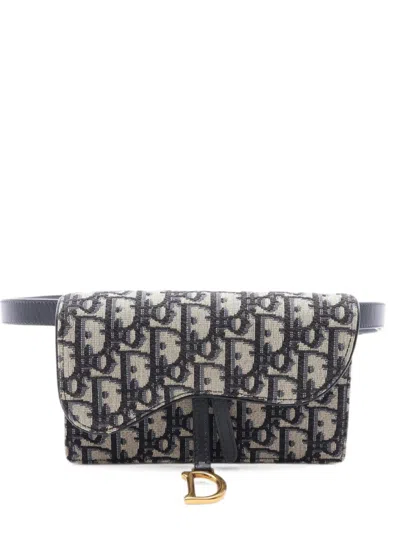 Pre-owned Dior 2000s Saddle Oblique Belt Bag In Blue