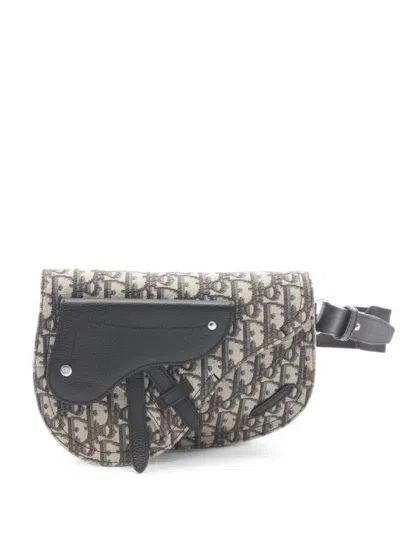 Dior 2000s Saddle Oblique Belt Bag In Neutrals