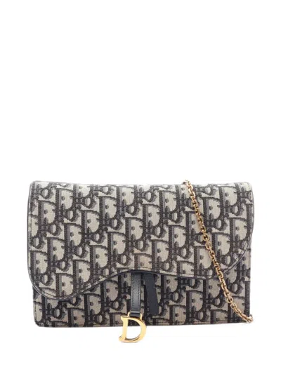 Pre-owned Dior 2000s Saddle Oblique Clutch Bag In ニュートラル