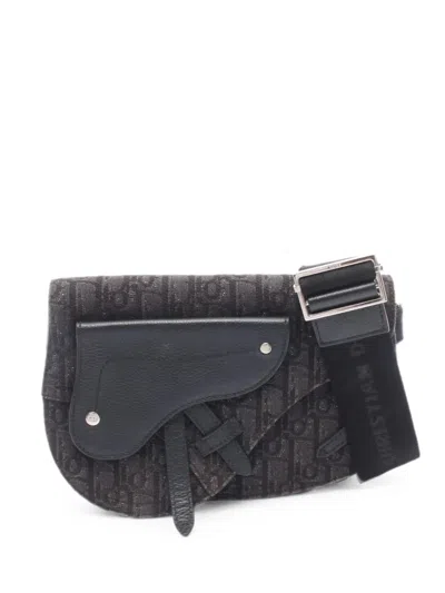 Pre-owned Dior 2000s Saddle Oblique Shoulder Bag In Black