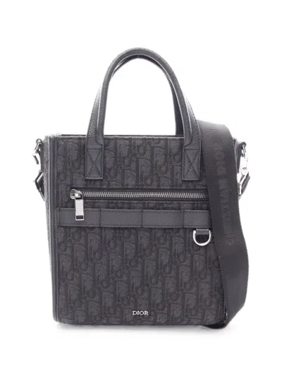 Pre-owned Dior 2000s Safari North-south Oblique Two-way Handbag In Black