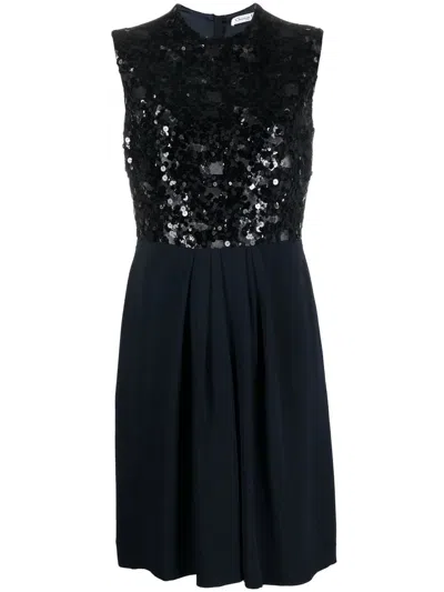 Pre-owned Dior 2000s  Sequinned Silk Dress In Blue