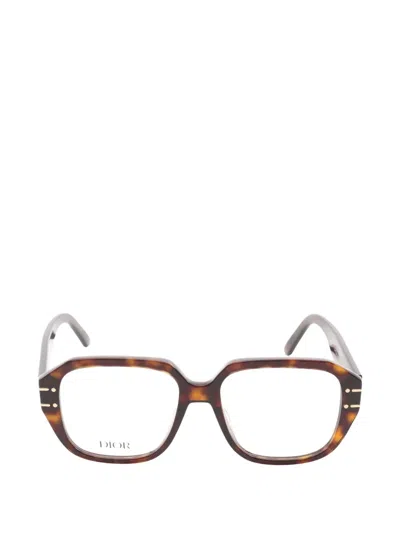 Pre-owned Dior 2000s Square-frame Tortoise Glasses In Brown