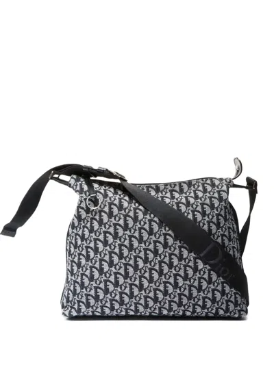 Pre-owned Dior 2000s Trotter Canvas Shoulder Bag In Blue