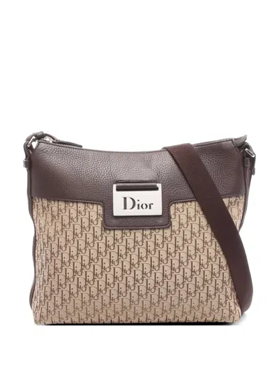 Pre-owned Dior 2000s Trotter Canvas Shoulder Bag In Neutral