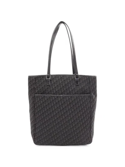 Pre-owned Dior 2000s Trotter Monogram Tote Bag In Black