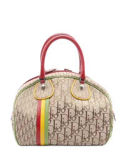Pre-owned Dior 2000s Trotter Pattern Tote Bag In Neutral