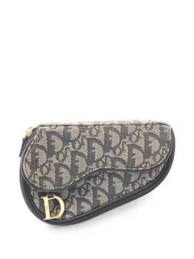 Pre-owned Dior 2000s Trotter Saddle Pouch In Blue