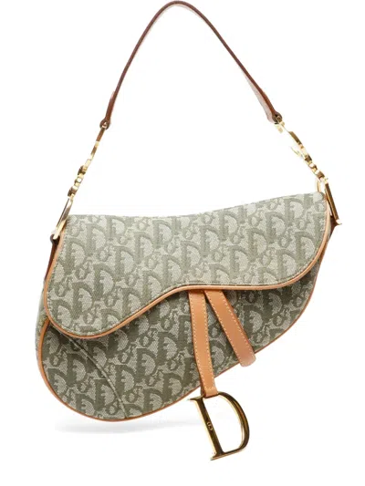Pre-owned Dior 2000s Trotter Saddle Shoulder Bag In Green