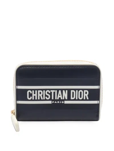 Pre-owned Dior 2000s Vibe Round Zipper Wallet In Blue