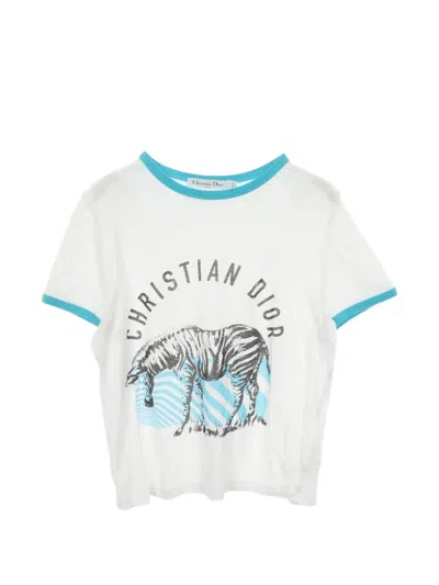 Pre-owned Dior 2000s Zebra Logo T-shirt In White