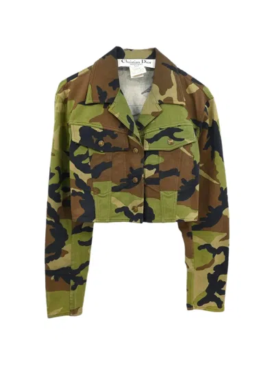 Pre-owned Dior 2001 Camouflage-print Cropped Jacket In Green