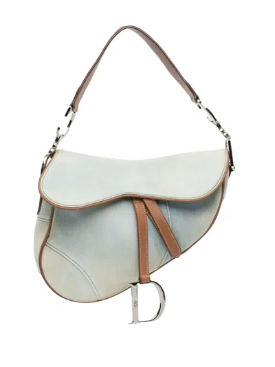 Pre-owned Dior 2001 Denim Saddle Bag Shoulder Bag In Blue
